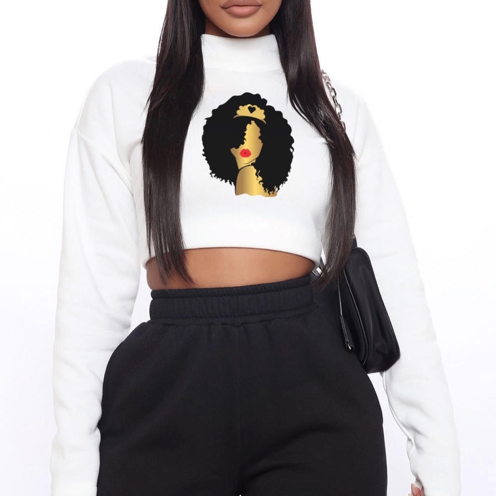 Graphic Mock Neck Top | Queen